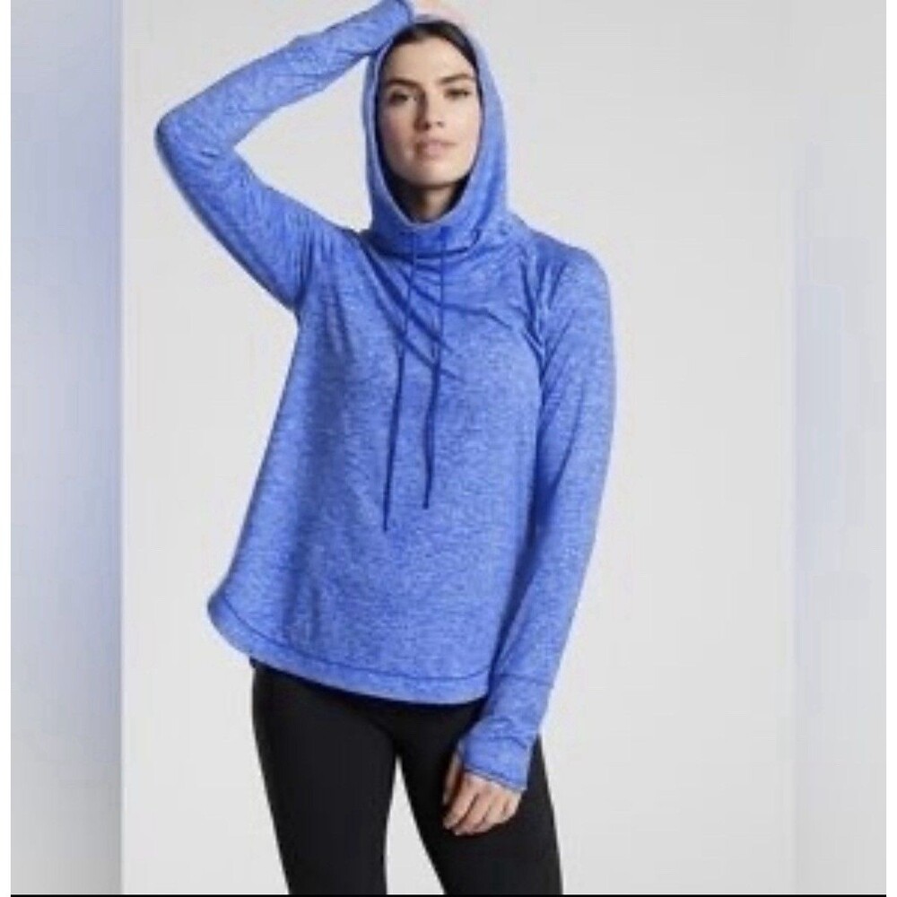 Athleta Uptempo II Hoodie Sweatshirt Blue W/Thumbholes Women’s Sz S